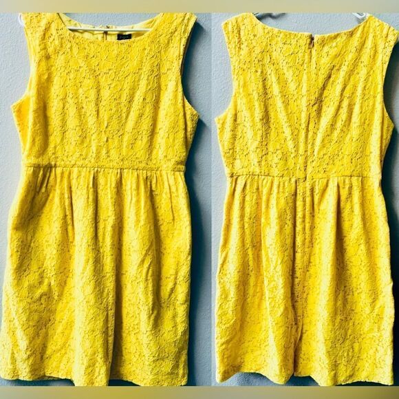 J.CREW VIBRANT YELLOW LACE TANK DRESS SIZE 12 - Picture 2 of 6